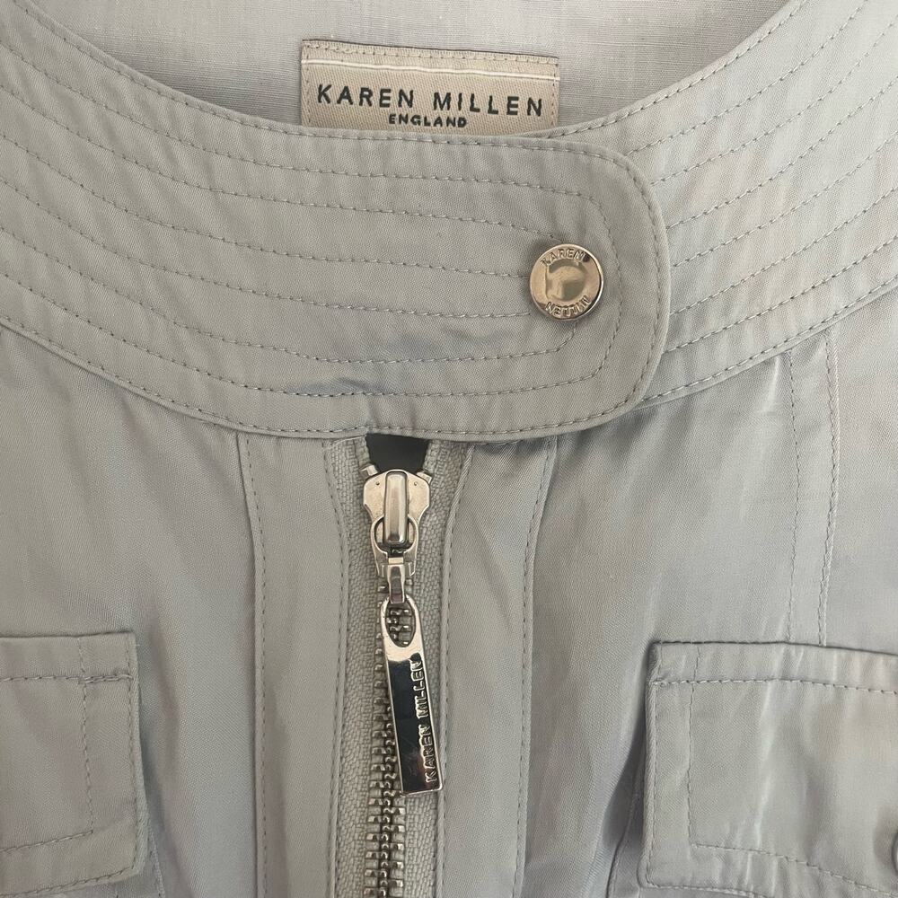 KAREN MILLEN Womens sz 4 silver dress metallic short sleeve summer festival - Picture 11 of 13
